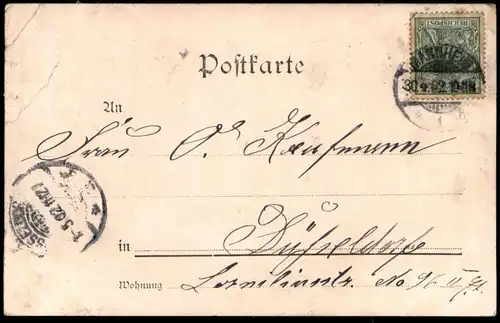 ALTE LITHO POSTKARTE MANNHEIM GRUSS AUS DER ZIMMERERHERBERGE ZUR HERBERGE ZIMMERER ZUM GOLDENEN ADLER AK cpa postcard