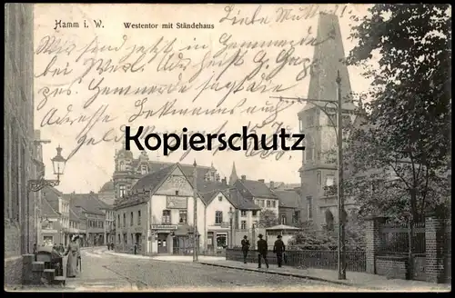 ALTE POSTKARTE HAMM WESTENTOR MIT STÄNDEHAUS GESCHÄFT WILHELM BUDDEBERG SUNLICHT SEIFE Ansichtskarte AK cpa postcard