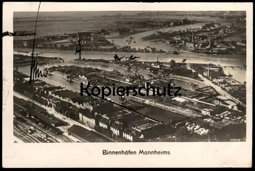 ALTE POSTKARTE MANNHEIM BINNENHÄFEN MANNHEIMS BINNENHAFEN HAFEN FLIEGERAUFNAHME LUFTHANSA harbour Ansichtskarte postcard