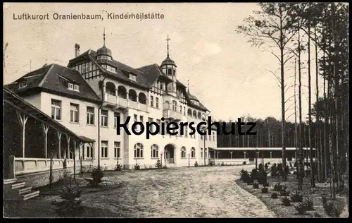 ALTE POSTKARTE LUFTKURORT ORANIENBAUM KINDERHEILSTÄTTE HEILSTÄTTE BAHNPOST STEMPEL ZUG 9 DESSAU WÖRLITZ cpa AK postcard