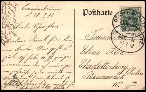 ALTE POSTKARTE LUFTKURORT ORANIENBAUM KINDERHEILSTÄTTE HEILSTÄTTE BAHNPOST STEMPEL ZUG 9 DESSAU WÖRLITZ cpa AK postcard