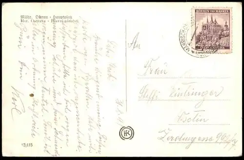 ALTE POSTKARTE MÄHRISCH OSTRAU MORAVSKA OSTRAVA HAUPTPLATZ GESCHÄFT T. POSPISIL J. GROSSMANN MELCER Ceska postard AK cpa