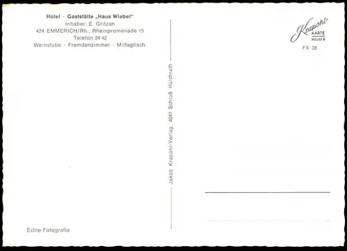 ÄLTERE POSTKARTE EMMERICH AM RHEIN HAUS WIEBEL RHEINUFER VW KÄFER FRACHTSCHIFF ASCHAFFENBURG SCHIFF cargo ship AK cpa