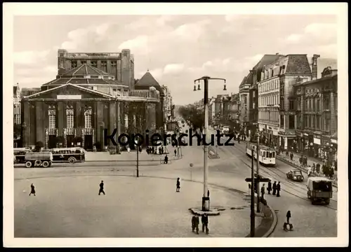 ALTE POSTKARTE KATTOWITZ STADTTHEATER & FRIEDRICHSTRASSE STRASSENBAHN BUS KATOWICE Schlesien Polska Polen postcard