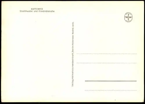 ALTE POSTKARTE KATTOWITZ STADTTHEATER & FRIEDRICHSTRASSE STRASSENBAHN BUS KATOWICE Schlesien Polska Polen postcard