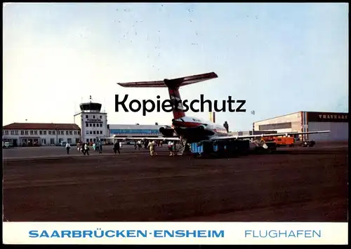 ÄLTERE POSTKARTE FLUGHAFEN SAARBRÜCKEN ENSHEIM Airport Aeroport Aéroport Flugzeug airplane Ansichtskarte cpa postcard AK