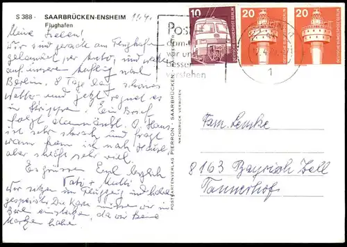 ÄLTERE POSTKARTE FLUGHAFEN SAARBRÜCKEN ENSHEIM Airport Aeroport Aéroport Flugzeug airplane Ansichtskarte cpa postcard AK