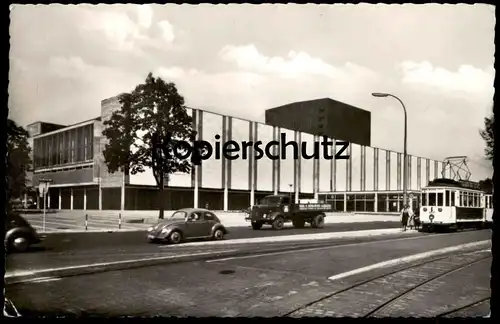 ÄLTERE POSTKARTE MANNHEIM NATIONAL-THEATER STRASSENBAHN LINIE 4 VW KÄFER LKW lorry truck pickup AK cpa postcard