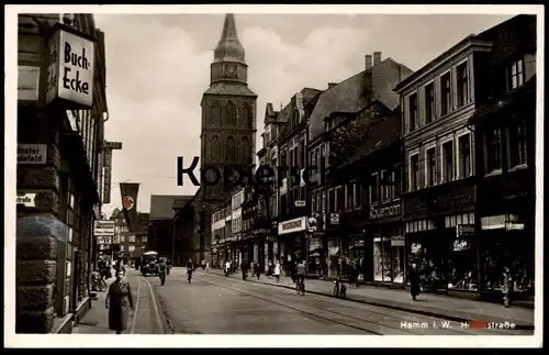 ALTE POSTKARTE HAMM H...STRASSE ZIGARREN PETER KROPP BUCH-ECKE ROSENBERGER WAFFENHAUS LÖRSCH MILITÄREFFEKTEN AK postcard