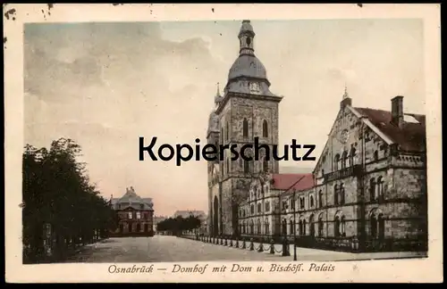 ALTE POSTKARTE OSNABRÜCK DOMHOF MIT DOM UND BISCHÖFLICHEM PALAIS 1920 Ansichtskarte AK cpa postcard