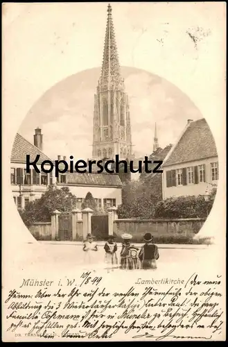 ALTE POSTKARTE MÜNSTER LAMBERTIKIRCHE 1899 KINDER Lamberti Kirche church église Ansichtskarte AK cpa postcard
