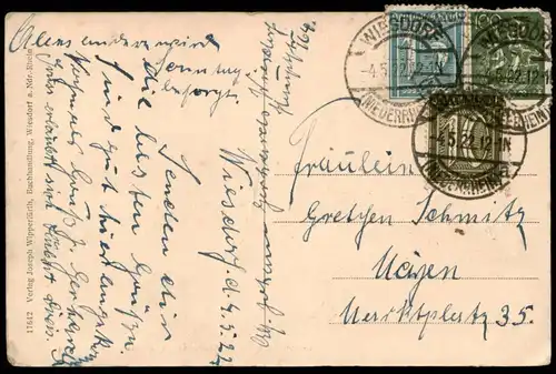 ALTE POSTKARTE LEVERKUSEN WIESDORF AM NIEDERRHEIN EVANGELISCHE SCHULE SEITENANSICHT DÜSSELDORFER STRASSE AK cpa postcard