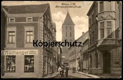 ALTE POSTKARTE RHEINE IN WESTFALEN HERRENSCHREIBER-STRASSE KÜCHENGERÄTE Herrenschreiberstrasse Ansichtskarte AK postcard