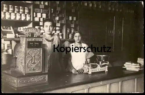 ALTE FOTO POSTKARTE DORTMUND HÖRDE KOLONIALWARENLADEN GESCHÄFT KASSE INNENEINRICHTUNG WAAGE SEELIG'S KORN KAFFEE photo