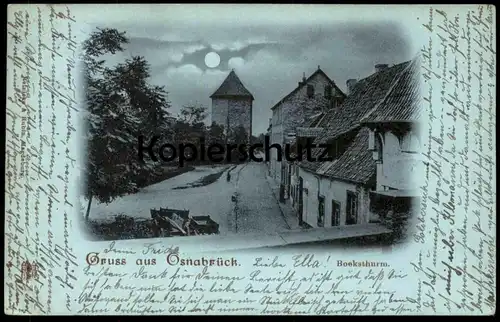 ALTE POSTKARTE OSNABRÜCK BOCKSTHURM 1899 MONDSCHEIN MONDSCHEINKARTE MOND BOCKSTURM Turm tower cpa postcard Ansichtskarte