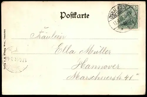 ALTE POSTKARTE OSNABRÜCK GOLDFISCHTEICH IM BÜRGERPARK 1903 Uniform Polizist Familie uniforme Ansichtskarte cpa postcard