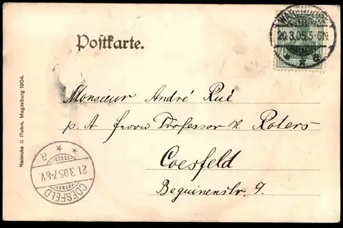 ALTE POSTKARTE WARENDORF MÜNSTERSTRASSE MIT KIRCHE FILIALE CARL TRESMANN INHABER DAHLMANN HEINRICH BRÖCKELMANN AK cpa