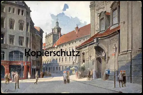 ALTE KÜNSTLER POSTKARTE BRESLAU UNIVERSTITÄT BLICK VOM FECHTSAAL MALER P. DENNER Wroclaw Ansichtskarte AK cpa postcard