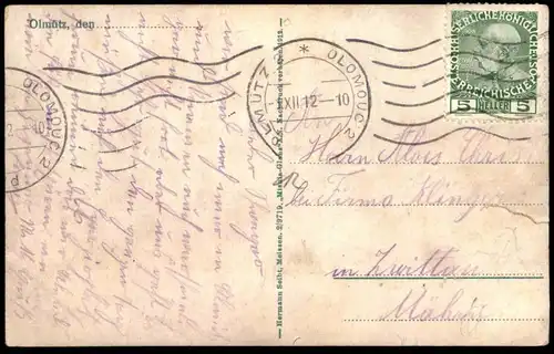 ALTE POSTKARTE OLMÜTZ PANORAMA REKLAME HOTEL POST OLOMOUC Tschechische Republik Ceska Cesko postcard cpa Ansichtskarte