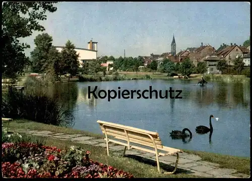 ÄLTERE POSTKARTE ST. INGBERT SAAR GUSTAV-CLAUSS-ANLAGE SAARLAND SCHWARZER SCHWAN black swan Ansichtskarte cpa postcard
