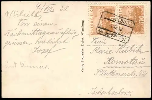 ALTE POSTKARTE WIESELBURG HAUPTPLATZ MIT RATHAUS KUTSCHE 1930 NIEDERÖSTERREICH Österreich postcard Ansichtskarte AK cpa