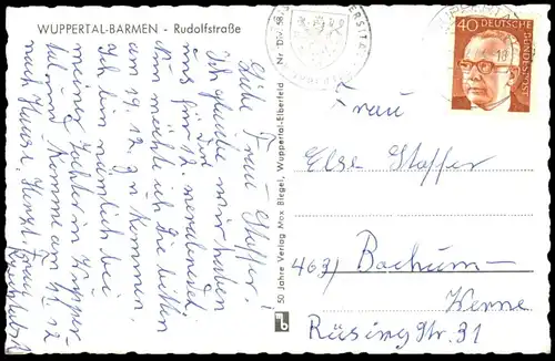 ÄLTERE POSTKARTE WUPPERTAL BARMEN RUDOLFSTRASSE APOTHEKE WERBUNG ASPIRIN SPALT-TABLETTE Ansichtskarte AK postcard cpa