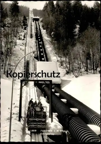 ÄLTERE POSTKARTE PARTENEN GASCHURN SCHRÄGAUFZUG SCHNEE WINTER AUFZUG SEILBAHN BAHN VORARLBERG Ansichtskarte cpa postcard