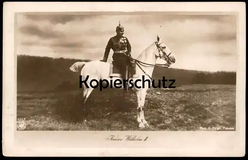 ALTE POSTKARTE KAISER WILHELM II. AUF DEM PFERD SCHIMMEL white horse mould cheval blanc mouler Ansichtskarte AK postcard