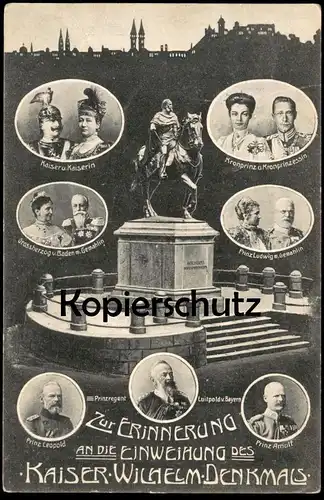 ALTE POSTKARTE NÜRNBERG ZUR ERINNERUNG AN DIE EINWEIHUNG DES KAISER WILHELM DENKMALS Denkmal Luitpold Leopold Arnulf AK