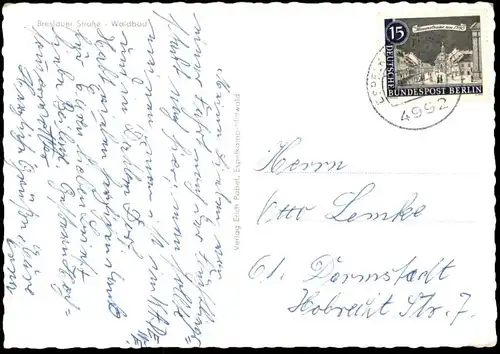 ÄLTERE POSTKARTE VIELE GRÜSSE AUS ESPELKAMP MITTWALD BRESLAUER STRASSE WALDBAD Bad Schwimmbad Ansichtskarte cpa postcard