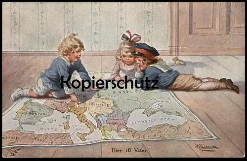 ALTE KÜNSTLER POSTKARTE PATRIOTIK WALLY FIALKOWSKA WELTKRIEG KINDER DEUTSCHES REICH ÖSTERREICH ITALIEN RUSSLAND SPANIEN