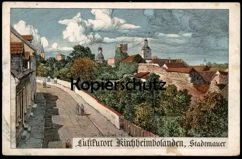 ALTE KÜNSTLER POSTKARTE KIRCHHEIMBOLANDEN STADTMAUER EUGEN FELLE ISNY 1914 MAUER Ansichtskarte AK postcard cpa