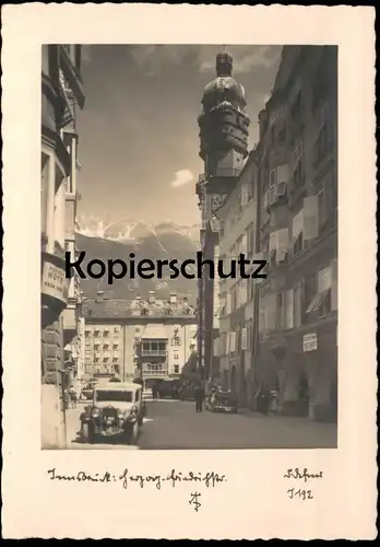 ALTE POSTKARTE INNSBRUCK HERZOG FRIEDRICHSTRASSE HERREN HÜTE CIGARREN TIROL DEFNER AUTO car Ansichtskarte postcard cpa