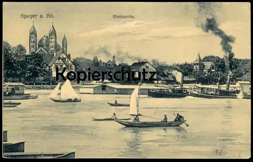 ALTE POSTKARTE SPEYER RHEINPARTIE DAMPFER steam ship bateau à vapeur Frachtschiff cargo freight Schiff Ansichtskarte AK