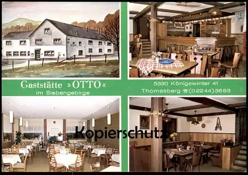 ÄLTERE POSTKARTE KÖNIGSWINTER THOMASBERG GASTSTÄTTE PENSION OTTO IM SIEBENGEBIRGE Ansichtskarte AK cpa postcard