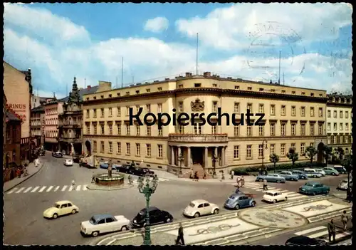 ÄLTERE POSTKARTE WIESBADEN HESSISCHER LANDTAG VW KÄFER VOLKSWAGEN BORGWARD AUTO car Ansichtskarte cpa postcard AK