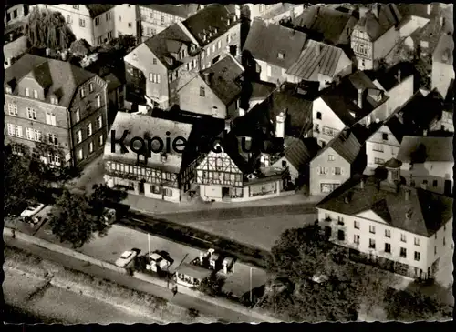 ÄLTERE POSTKARTE KAMP-BORNHOFEN RHEINUFERSTRASSE GUSTEL MAASE DAMENHUT- UND MODESALON REISEANDENKEN TANKSTELLE AK cpa