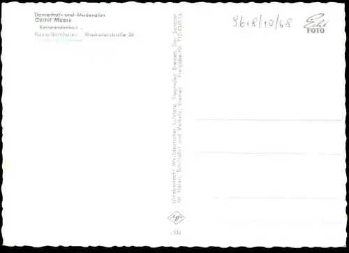 ÄLTERE POSTKARTE KAMP-BORNHOFEN RHEINUFERSTRASSE GUSTEL MAASE DAMENHUT- UND MODESALON REISEANDENKEN TANKSTELLE AK cpa