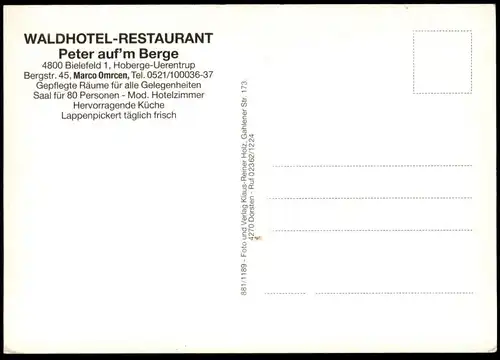 ÄLTERE POSTKARTE BIELEFELD WALDHOTEL RESTAURANT PETER AUF'M BERGE HOBERGE UERENTRUP MARCO OMRCEN Ansichtskarte postcard