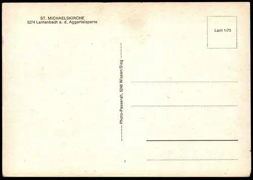 ÄLTERE POSTKARTE LANTENBACH AN DER AGGERTALSPERRE ST. MICHAELISKIRCHE KIRCHE 1973 GUMMERSBACH Ansichtskarte cpa postcard