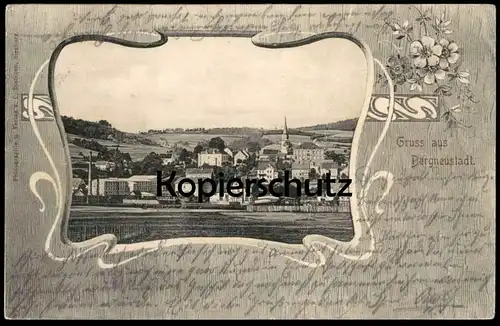 ALTE JUGENDSTIL POSTKARTE GRUSS AUS BERGNEUSTADT 1903 PANORAMA Ansichtskarte AK postcard cpa