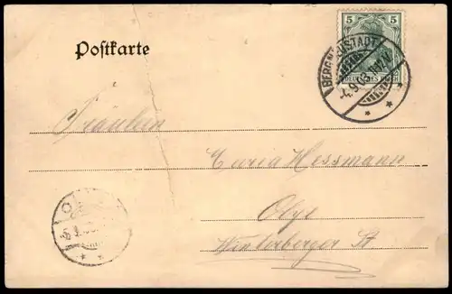ALTE JUGENDSTIL POSTKARTE GRUSS AUS BERGNEUSTADT 1903 PANORAMA Ansichtskarte AK postcard cpa