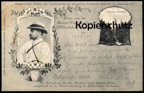 ALTE POSTKARTE GRUSS VON DER BUREN-VERSAMMLUNG HERMANNSDENKMAL BEI DETMOLD COMMANDANT JOOSTE Ansichtskarte cpa postcard