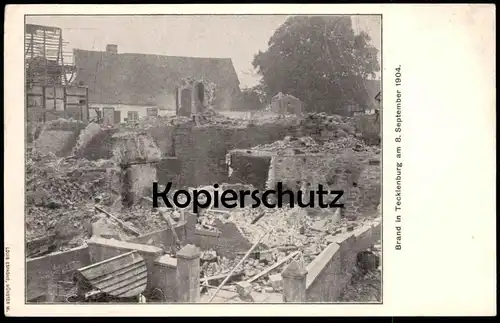 ALTE POSTKARTE DER BRAND IN TECKLENBURG AM 08. SEPTEMBER 1904 Feuer-Katastrophe fire Ruine Ansichtskarte AK cpa postcard