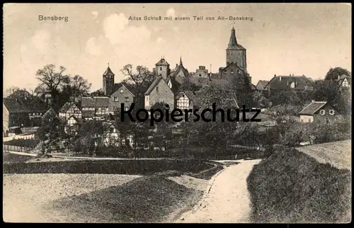 ALTE POSTKARTE BENSBERG ALTES SCHLOSS MIT EINEM TEIL VON ALT-BENSBERG chateau castle Bergisch Gladbach Ansichtskarte