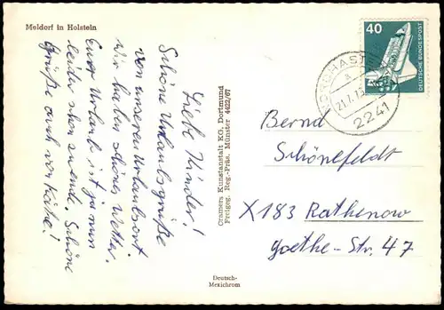 ÄLTERE POSTKARTE MELDORF FLIEGERAUFNAHME PANORAMA FREIBAD BAD SCHWIMMBAD Kreis Dithmarschen cpa postcard AK