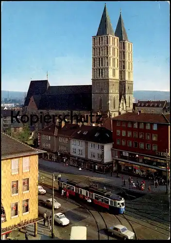 ÄLTERE POSTKARTE KASSEL MARTINSKIRCHE UND KURT-SCHUMACHER-STRASSE STRASSENBAHN Tram tramway Ansichtskarte cpa postcard