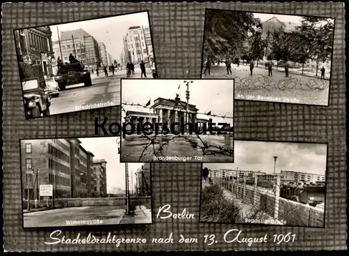 ÄLTERE POSTKARTE BERLIN STACHELDRAHTGRENZE PANZER BERLINER MAUER THE WALL LE MUR BERNAUER STRASSE Ansichtskarte postcard