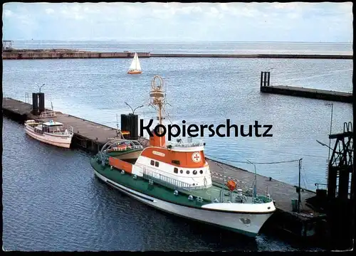 ÄLTERE POSTKARTE BORKUM NEUER HAFEN SEENOT-RETTUNGSKREUZER GEORG BREUSING BOOT SCHIFF boat harbour AK cpa postcard