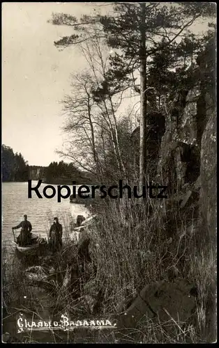 ALTE POSTKARTE VALAAM VALAMO LADOGA LADOGASEE MÖNCHE BEI EINER KAHNFAHRT monk Russia Russland postcard Ansichtskarte AK